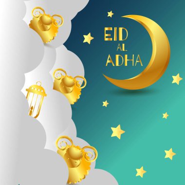 Kurban Bayramı Müslüman Festivali, vektör illüstrasyonu