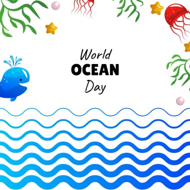 Dünya Okyanusu Günü vektör çizimi