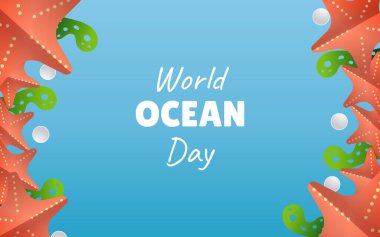 Dünya okyanus günü vektör kağıdı pankartı kesti