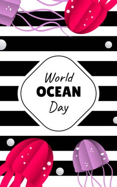 Dünya okyanus günü vektör kağıdı pankartı kesti