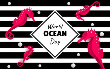 Dünya okyanus günü vektör kağıdı pankartı kesti