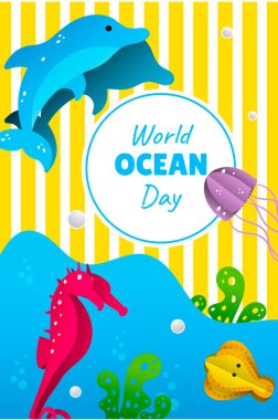 Dünya okyanus günü vektör kağıdı pankartı kesti