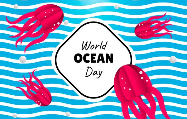 Dünya okyanus günü vektör kağıdı pankartı kesti