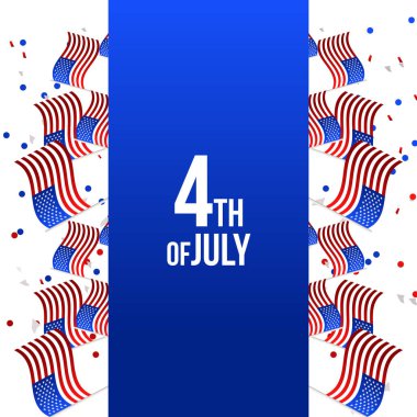 Bağımsızlık Gününüz kutlu olsun, ABD bayramı, beyaz arkaplanlı vektör bayrağı