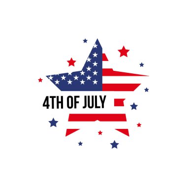 Bağımsızlık Gününüz kutlu olsun, ABD bayramı, beyaz arkaplanlı vektör bayrağı
