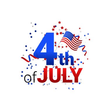 Bağımsızlık Gününüz kutlu olsun, ABD bayramı, beyaz arkaplanlı vektör bayrağı