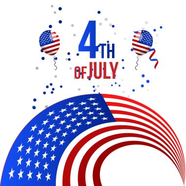 Bağımsızlık Gününüz kutlu olsun, ABD bayramı, beyaz arkaplanlı vektör bayrağı