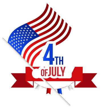 Bağımsızlık Gününüz kutlu olsun, ABD bayramı, beyaz arkaplanlı vektör bayrağı