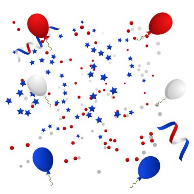 Fransa Bastille Günü, bayraklı vektör bayrağı, konfeti