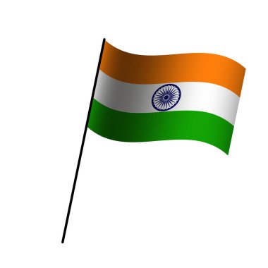 Beyaz arka planda Hint ulusal bayrağı, vektör karikatür çizimi