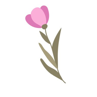 Beyaz arkaplanda sevimli çiçek vektörü çizimi