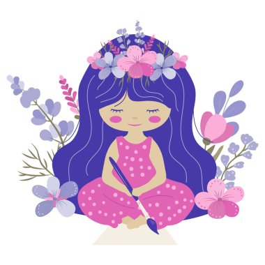 Beyaz arkaplanda kız vektör çizimleri