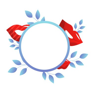 Beyaz arkaplanda çiçek ve yapraklı yuvarlak vektör çerçevesi