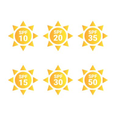 Beyaz arkaplanda güneş koruma vektörü çizimi