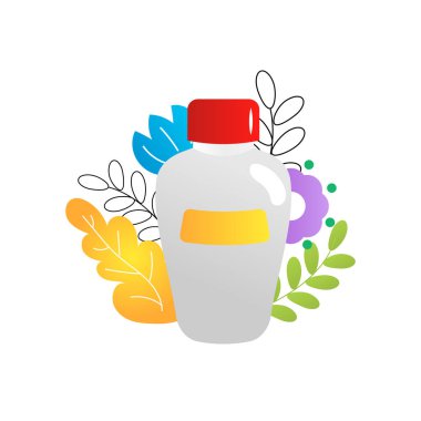 Vücut bakımı kozmetik ürünleri, beyaz arka planda vektör düz çizim