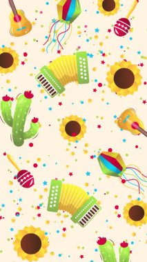 Sao Joao Festivali Resimli Dikey Arkaplan Canlandırması.