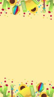 Sao Joao Festivali Resimli Dikey Arkaplan Canlandırması.