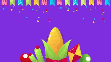 Festa Junina Brezilya festivali yatay animasyon renkli arka plan