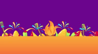 Festa Junina Brezilya festivali yatay animasyon renkli arka plan