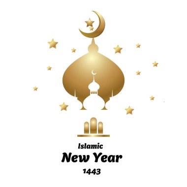 Beyaz arka planda geleneksel semboller vektör illüstrasyonuyla İslami yeni yıl kutlamaları