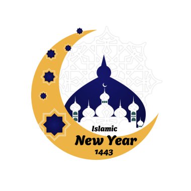 Beyaz arka planda geleneksel semboller vektör illüstrasyonuyla İslami yeni yıl kutlamaları
