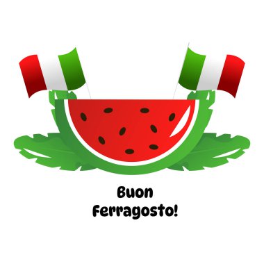 İtalya 'da Ferragosto yaz tatili karikatür çizimi