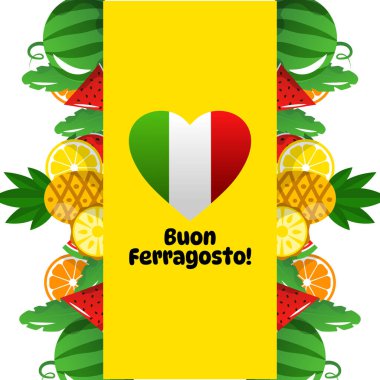 İtalya 'da Ferragosto yaz tatili karikatür çizimi