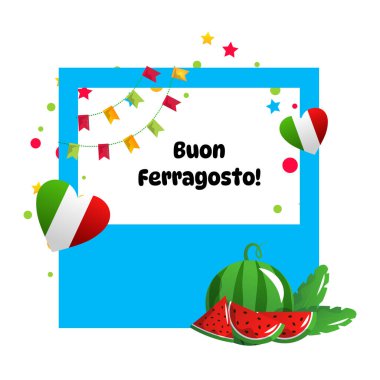 İtalya 'da Ferragosto yaz tatili karikatür çizimi