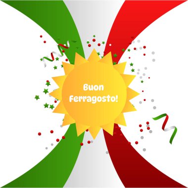 İtalya 'da Ferragosto yaz tatili karikatür çizimi