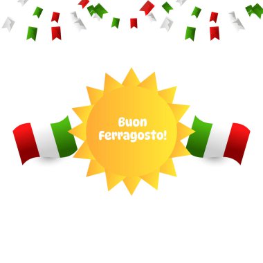 İtalya 'da Ferragosto yaz tatili karikatür çizimi