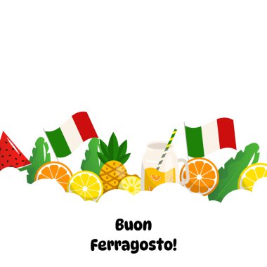 İtalya 'da Ferragosto yaz tatili karikatür çizimi