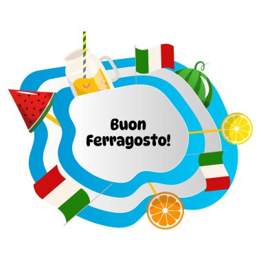 İtalya 'da Ferragosto yaz tatili karikatür çizimi