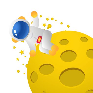 Beyaz arkaplanda sevimli astronot vektör çizimi