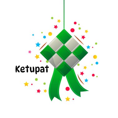 Ketupat Geleneksel Pirinç Hamur Hamuru Vektörü İllüstrasyonu