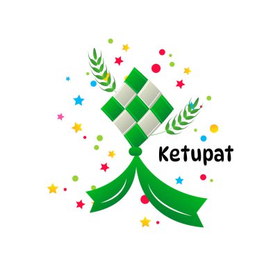 Ketupat Geleneksel Pirinç Hamur Hamuru Vektörü İllüstrasyonu