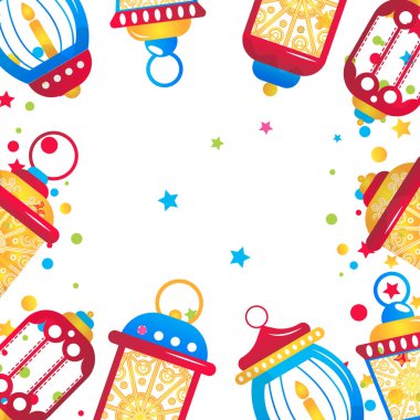 Arap Fenerleri Geleneksel İslami Dekorasyon Vektör İllüstrasyonu