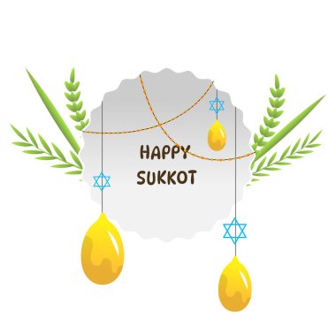 Mutlu Sukkot Yahudi Tatili Kutlama Vektörü İllüstrasyonları