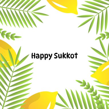 Mutlu Sukkot Yahudi Tatili Kutlama Vektörü İllüstrasyonları