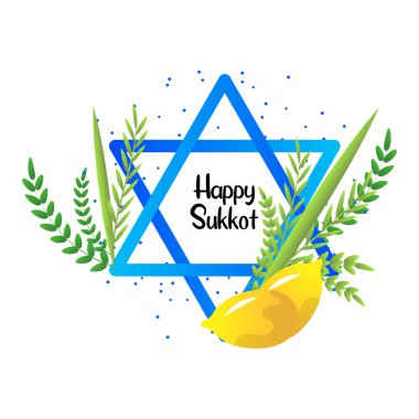 Mutlu Sukkot Yahudi Tatili Kutlama Vektörü İllüstrasyonları