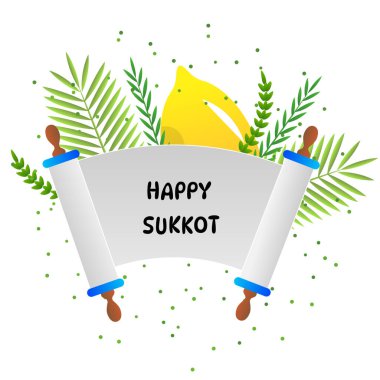 Mutlu Sukkot Yahudi Tatili Kutlama Vektörü İllüstrasyonları