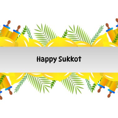 Mutlu Sukkot Yahudi Tatili Kutlama Vektörü İllüstrasyonları