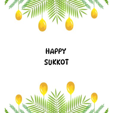 Mutlu Sukkot Yahudi Tatili Kutlama Vektörü İllüstrasyonları