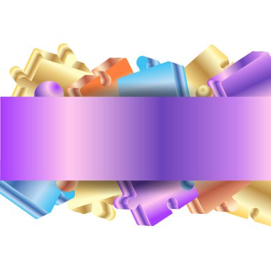 3B Bulmaca Oyunu Parçaları Toplama Vektörü İllüstrasyonu