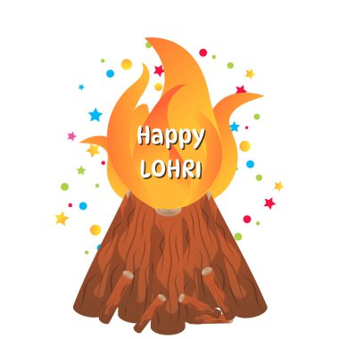 Lohri Festivali Punjabi Kutlama Vektörü İllüstrasyonu