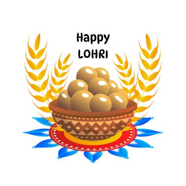 Lohri Festivali Punjabi Kutlama Vektörü İllüstrasyonu