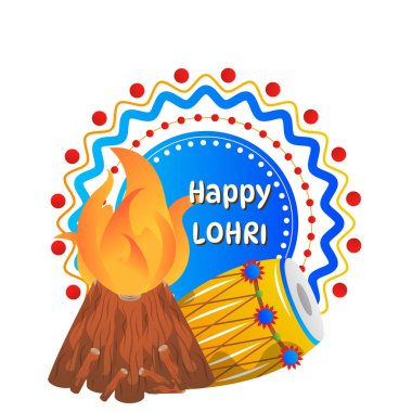 Lohri Festivali Punjabi Kutlama Vektörü İllüstrasyonu