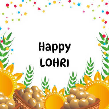 Lohri Festivali Punjabi Kutlama Vektörü İllüstrasyonu