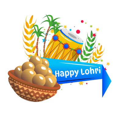 Lohri Festivali Punjabi Kutlama Vektörü İllüstrasyonu