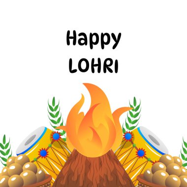 Lohri Festivali Punjabi Kutlama Vektörü İllüstrasyonu