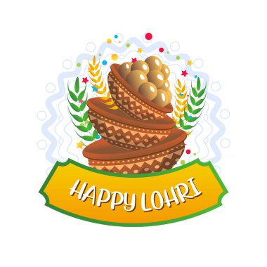 Lohri Festivali Punjabi Kutlama Vektörü İllüstrasyonu